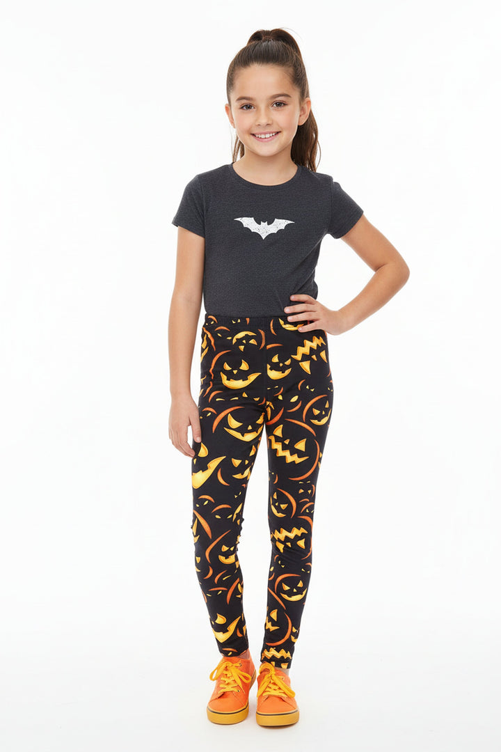 Wholesale Buttery Soft Evil Halloween Pumpkins Kids Leggings - USA Fashion