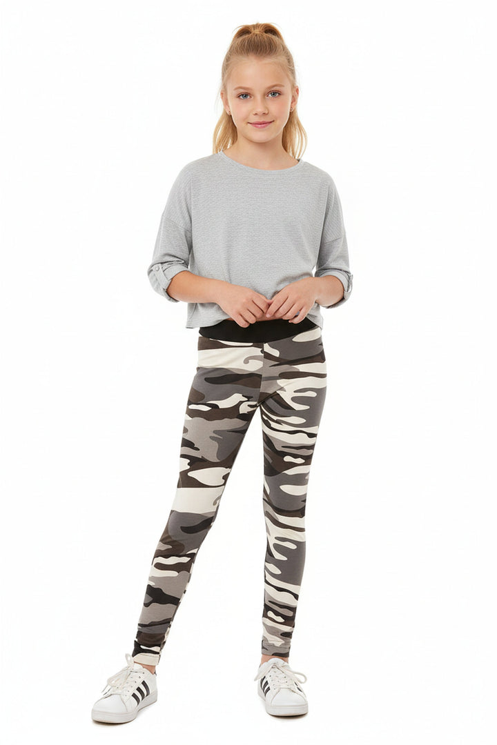 Wholesale Buttery Soft Charcoal Camouflage Kids Leggings - EEVEE