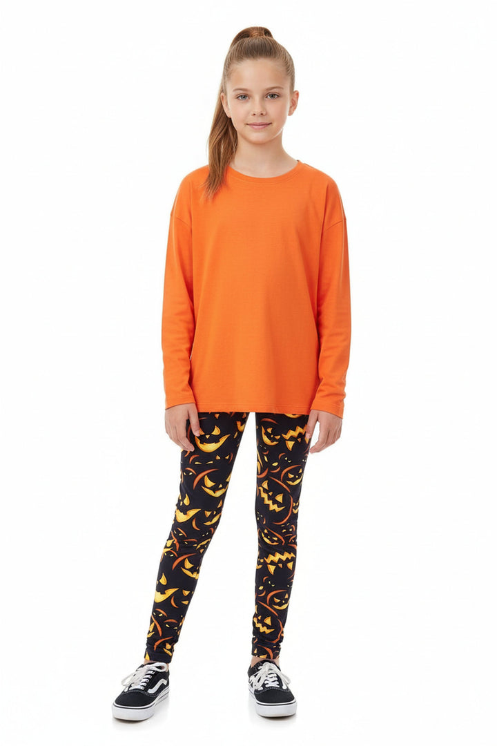 Wholesale Buttery Soft Evil Halloween Pumpkins Kids Leggings