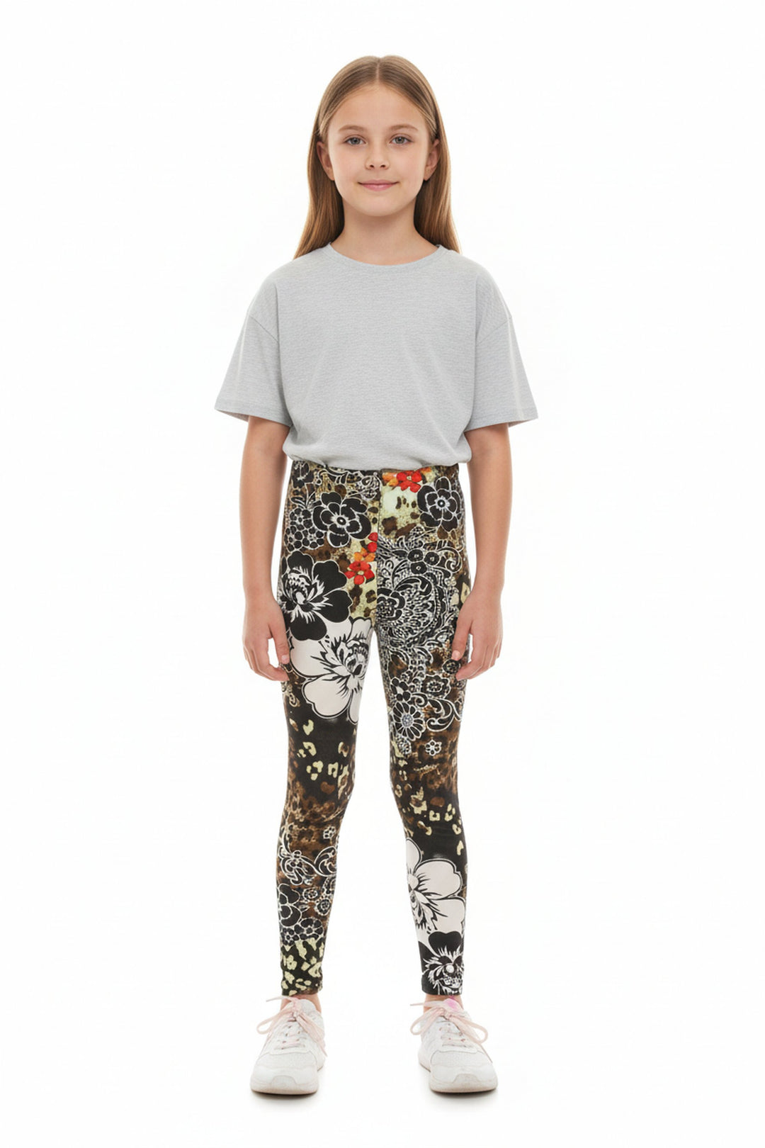 Wholesale Buttery Soft Floral Leopard Kid's Leggings