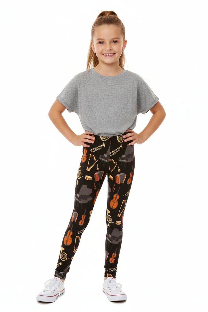 Wholesale Buttery Soft Musical Instrument Kids Leggings