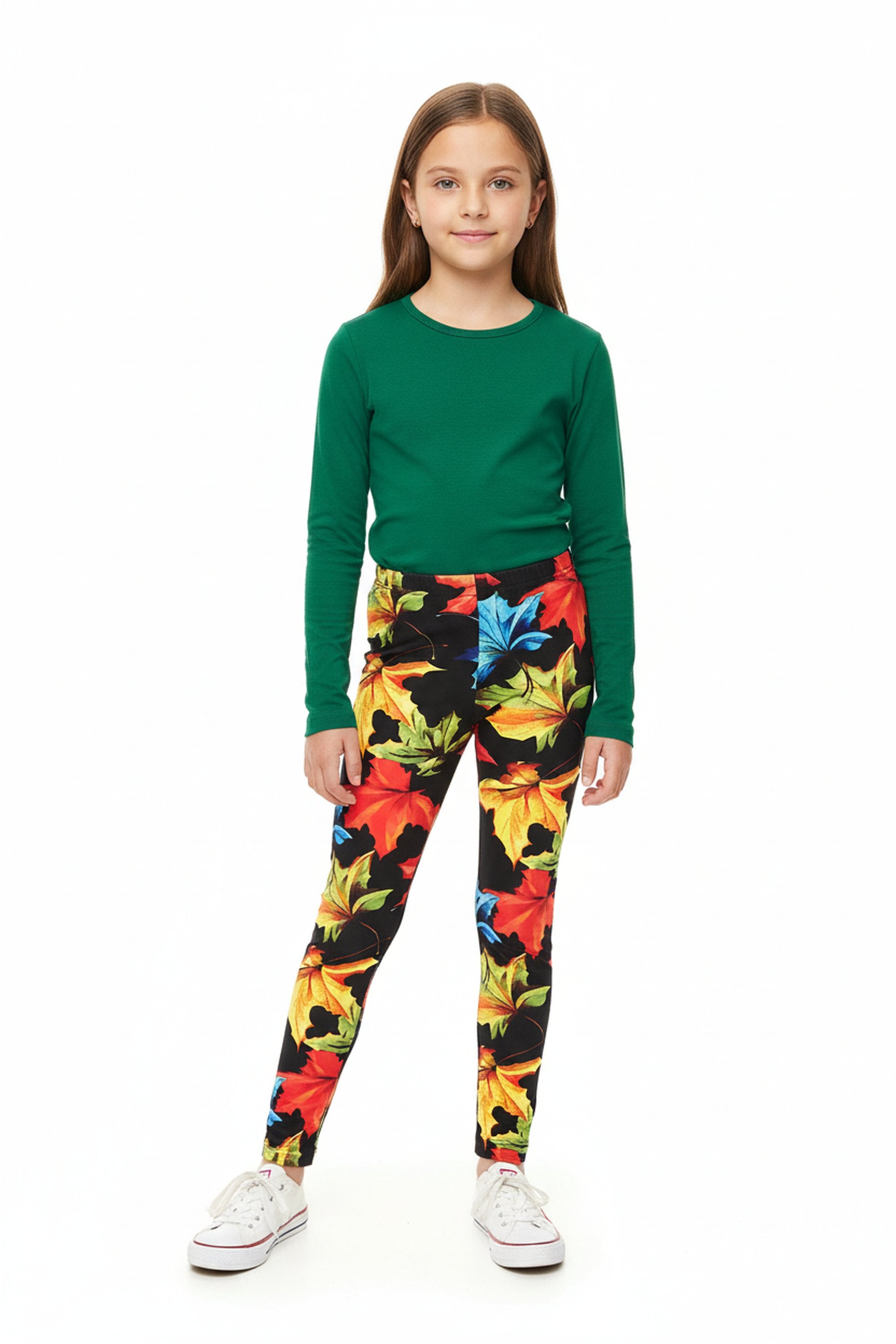 Wholesale Buttery Soft Autumn Leaves Kids Leggings