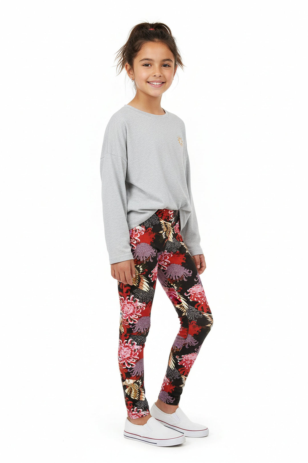 Wholesale Buttery Soft Japanese Cranes and Chrysanthemums Kids Leggings