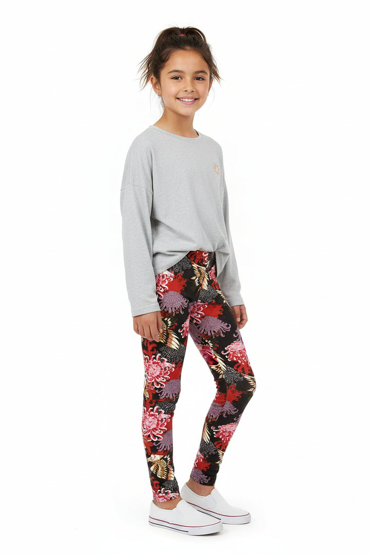Wholesale Buttery Soft Japanese Cranes and Chrysanthemums Kids Leggings