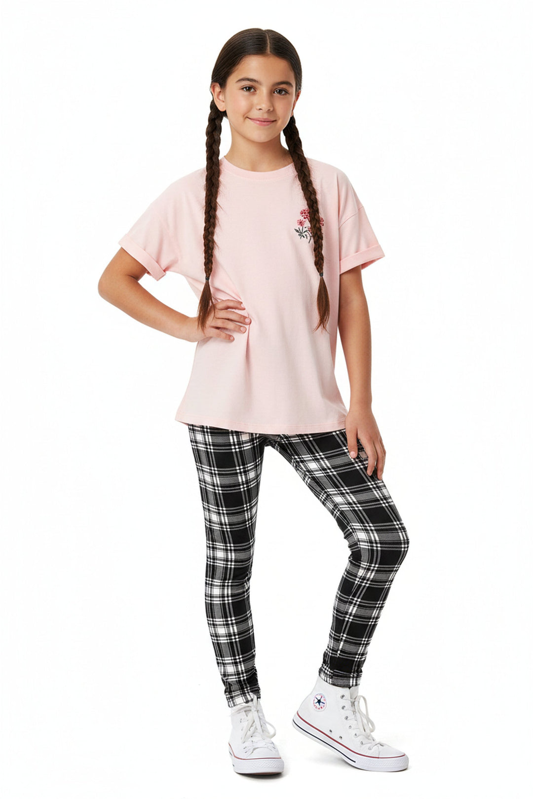 Wholesale Buttery Soft Monochrome Tartan Plaid Kids Leggings