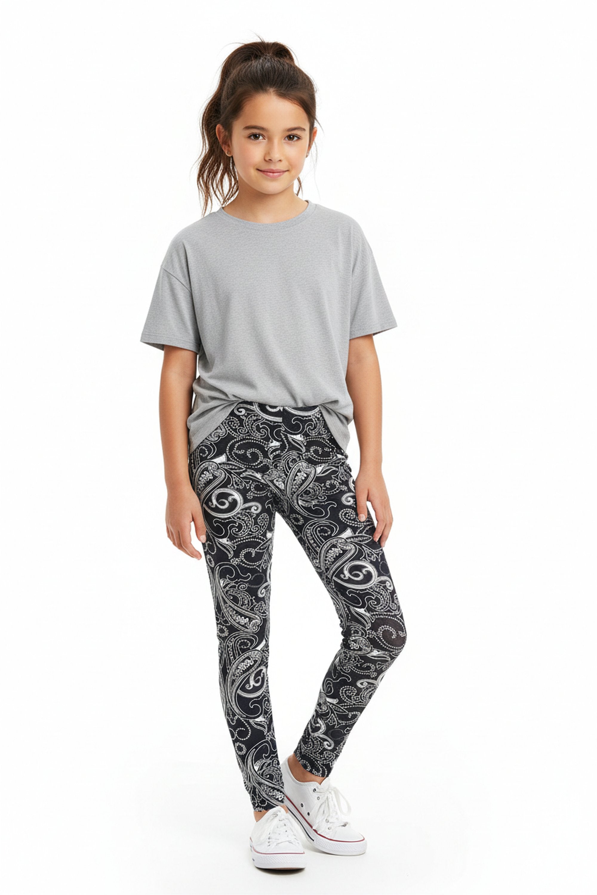 Wholesale Buttery Soft Navy Paisley Kids Leggings