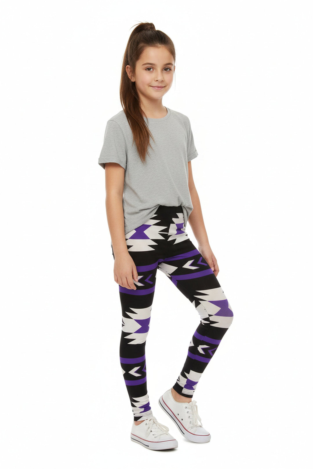 Wholesale Buttery Soft Purple Azteca Tribal Kids Leggings