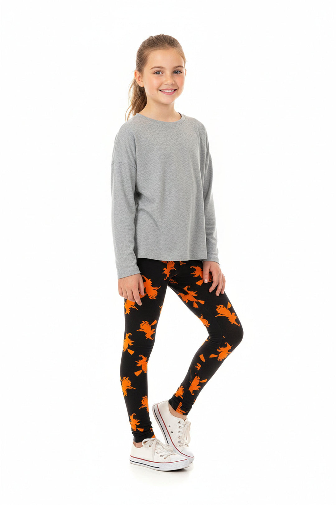Wholesale Buttery Soft Broomstick Witches Kids Leggings