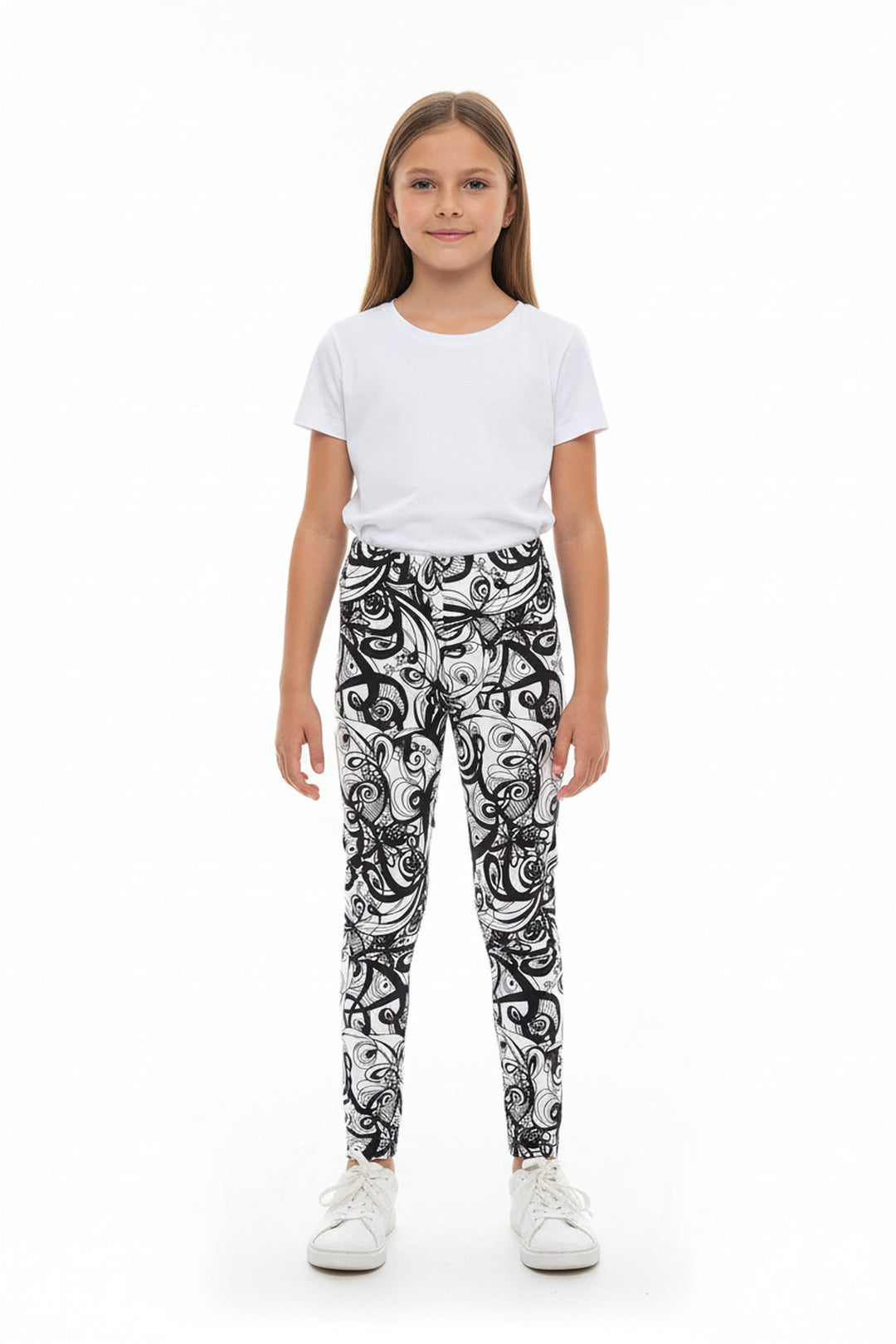 Wholesale Buttery Soft Elegant Abstract Swirly Kids Leggings
