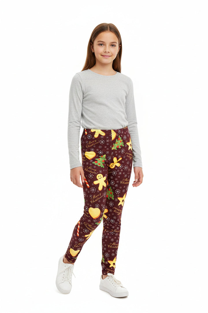 Wholesale Buttery Soft Merry Christmas Holiday Cookies Kids Leggings