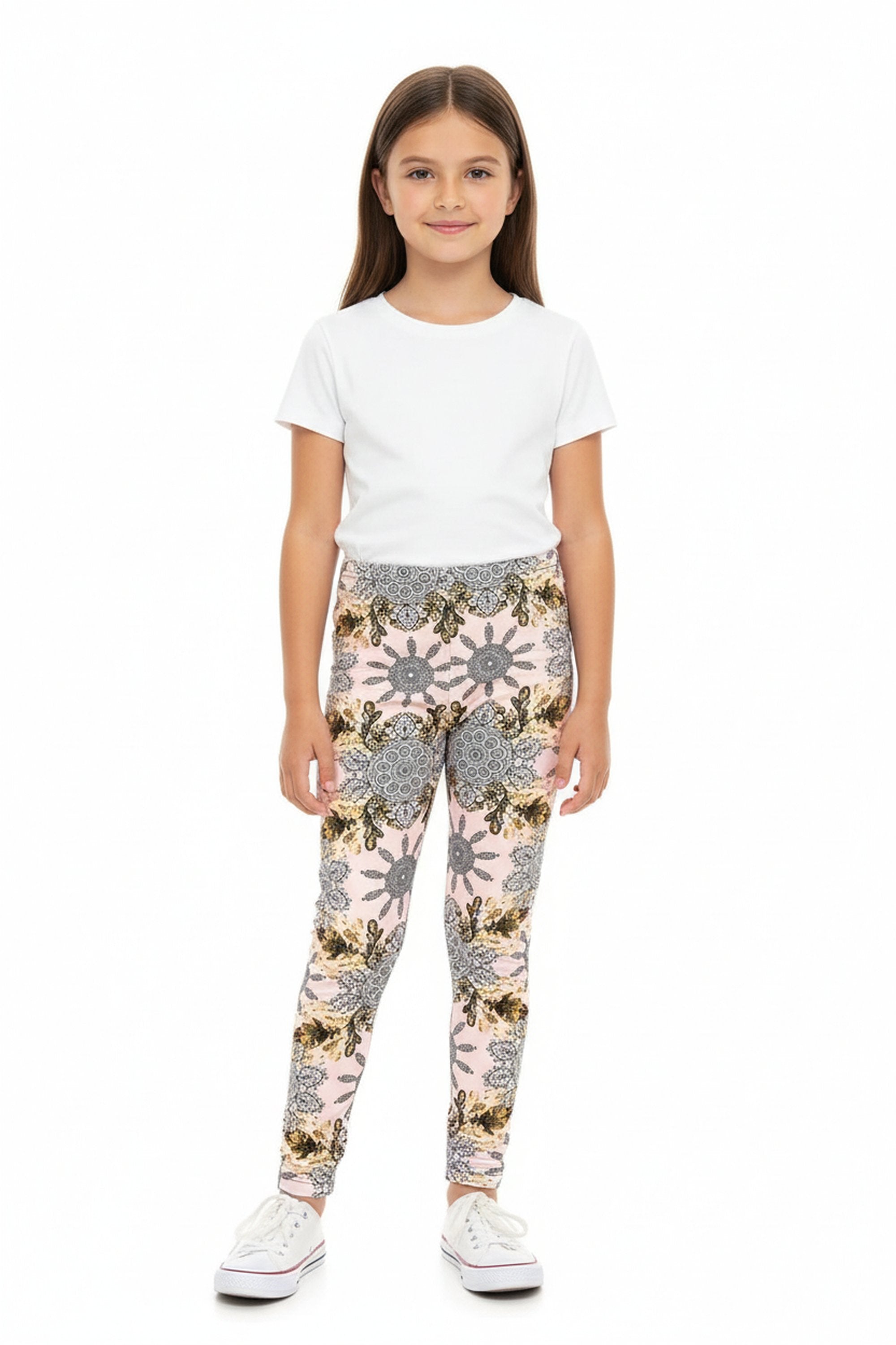 Wholesale Buttery Soft Gorgeous Pink Motif Kids Leggings