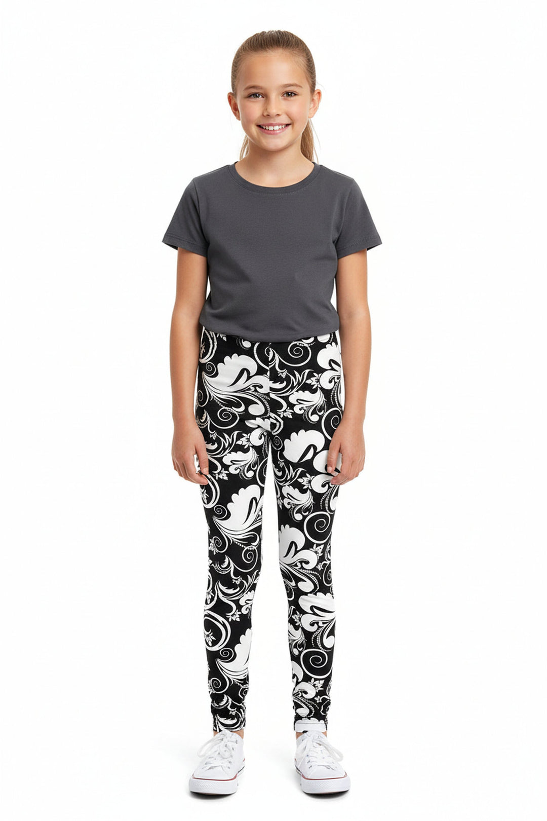 Wholesale Buttery Soft Floral Damask Kids Leggings