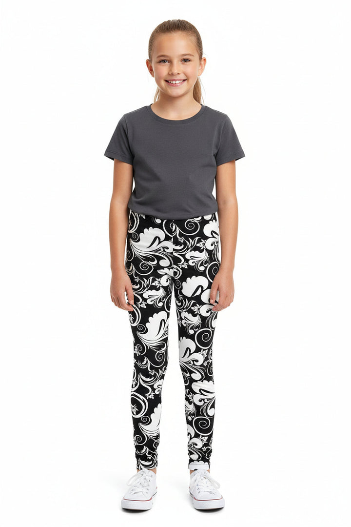 Wholesale Buttery Soft Floral Damask Kids Leggings