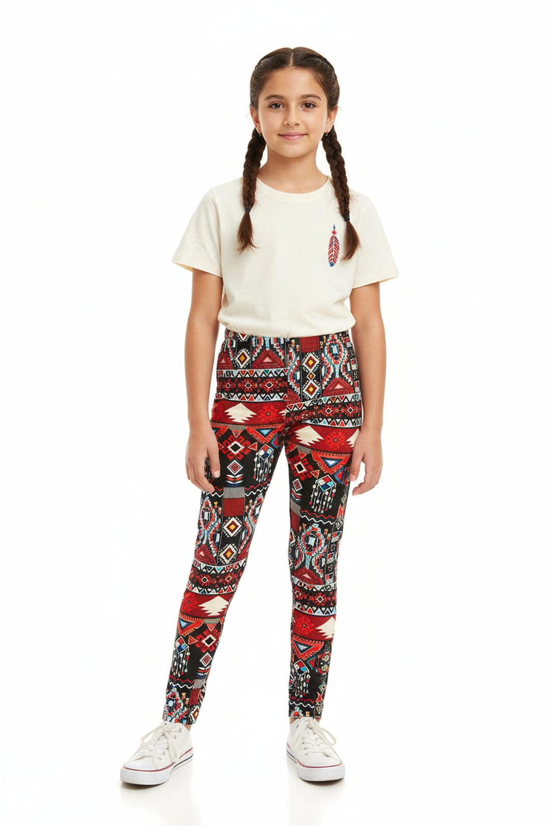 Wholesale Buttery Soft Red Tribal Kids Leggings