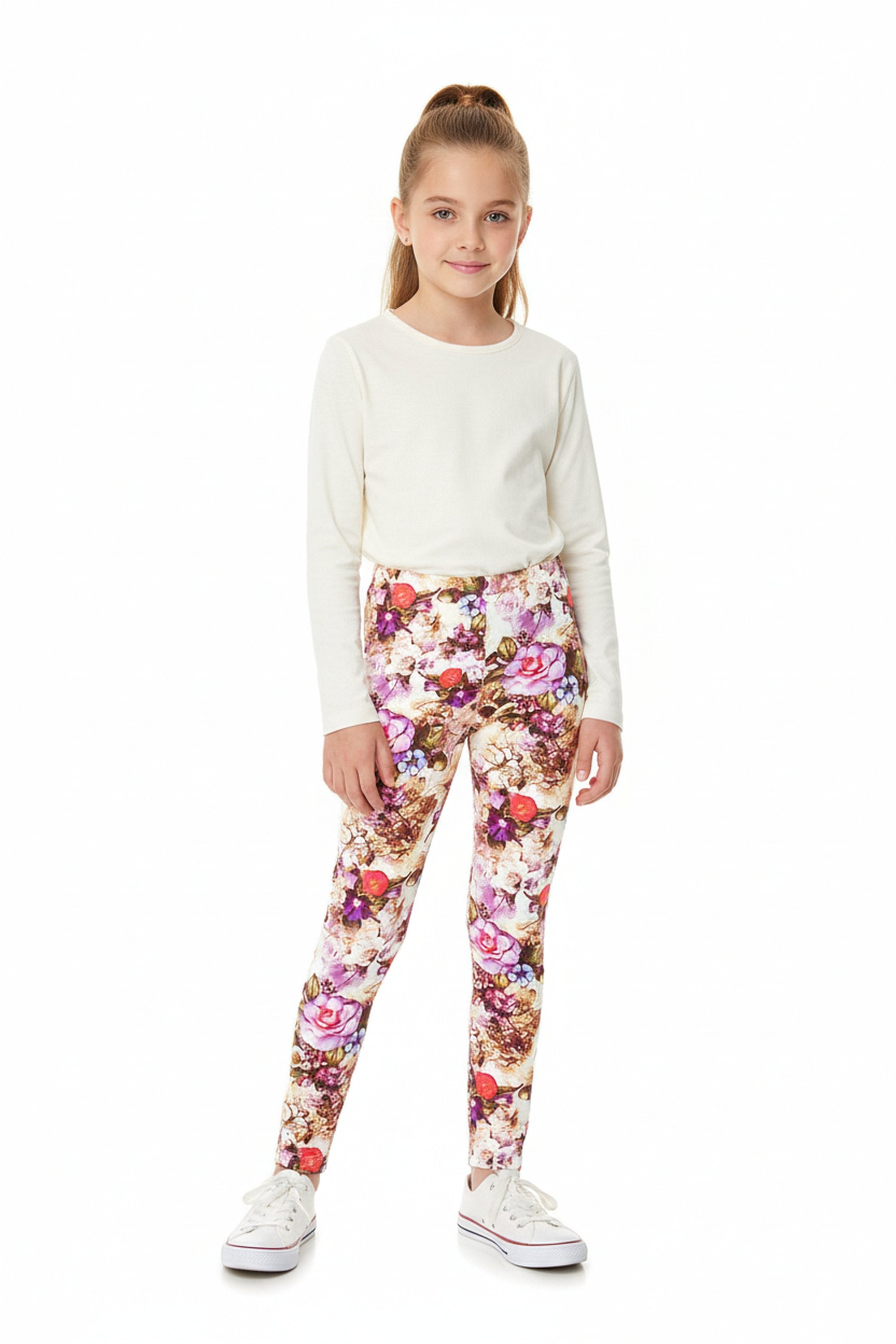 Wholesale Buttery Soft Ginger Summer Floral Kids Leggings