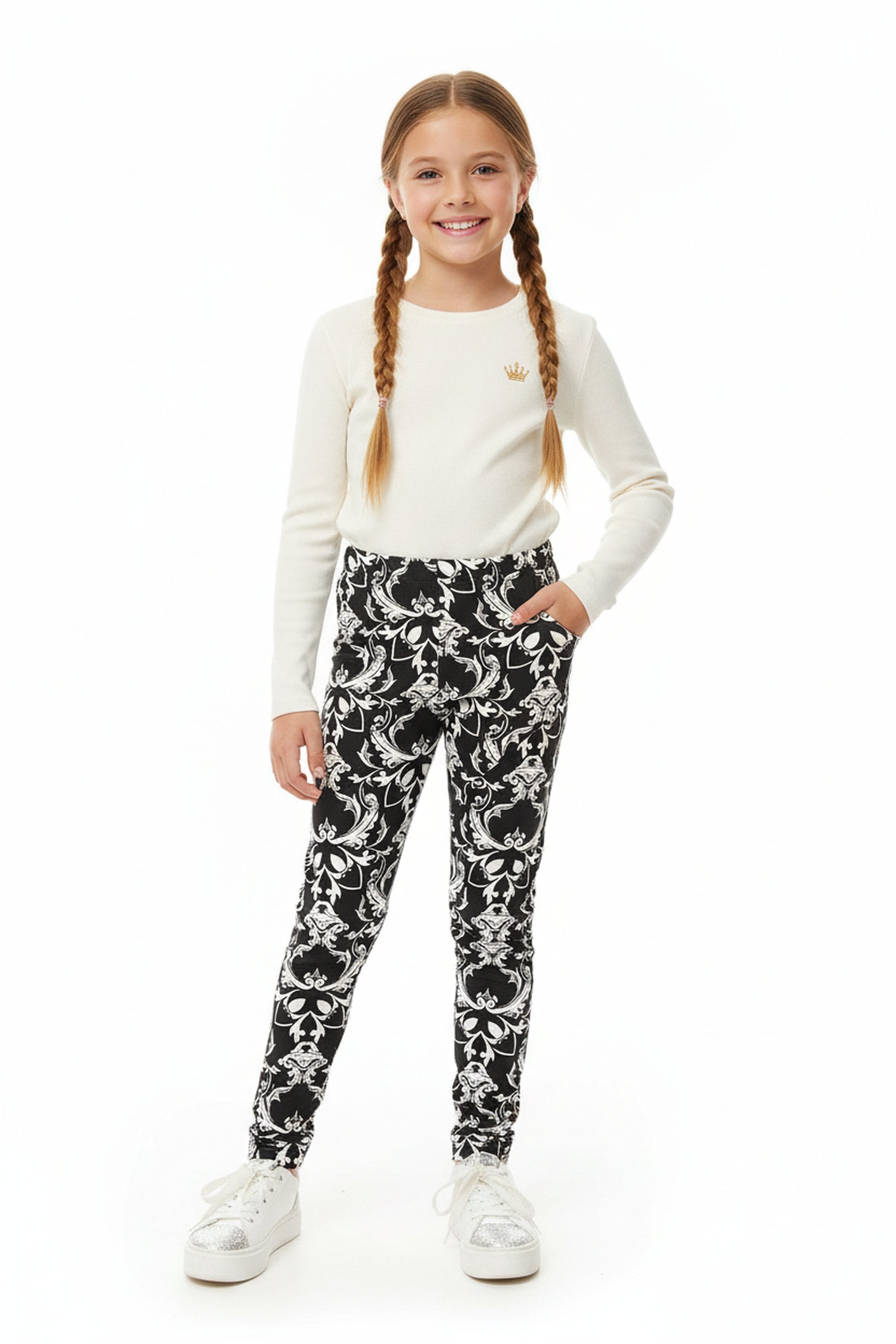 Wholesale Buttery Soft Baroque Wreath Kids Leggings