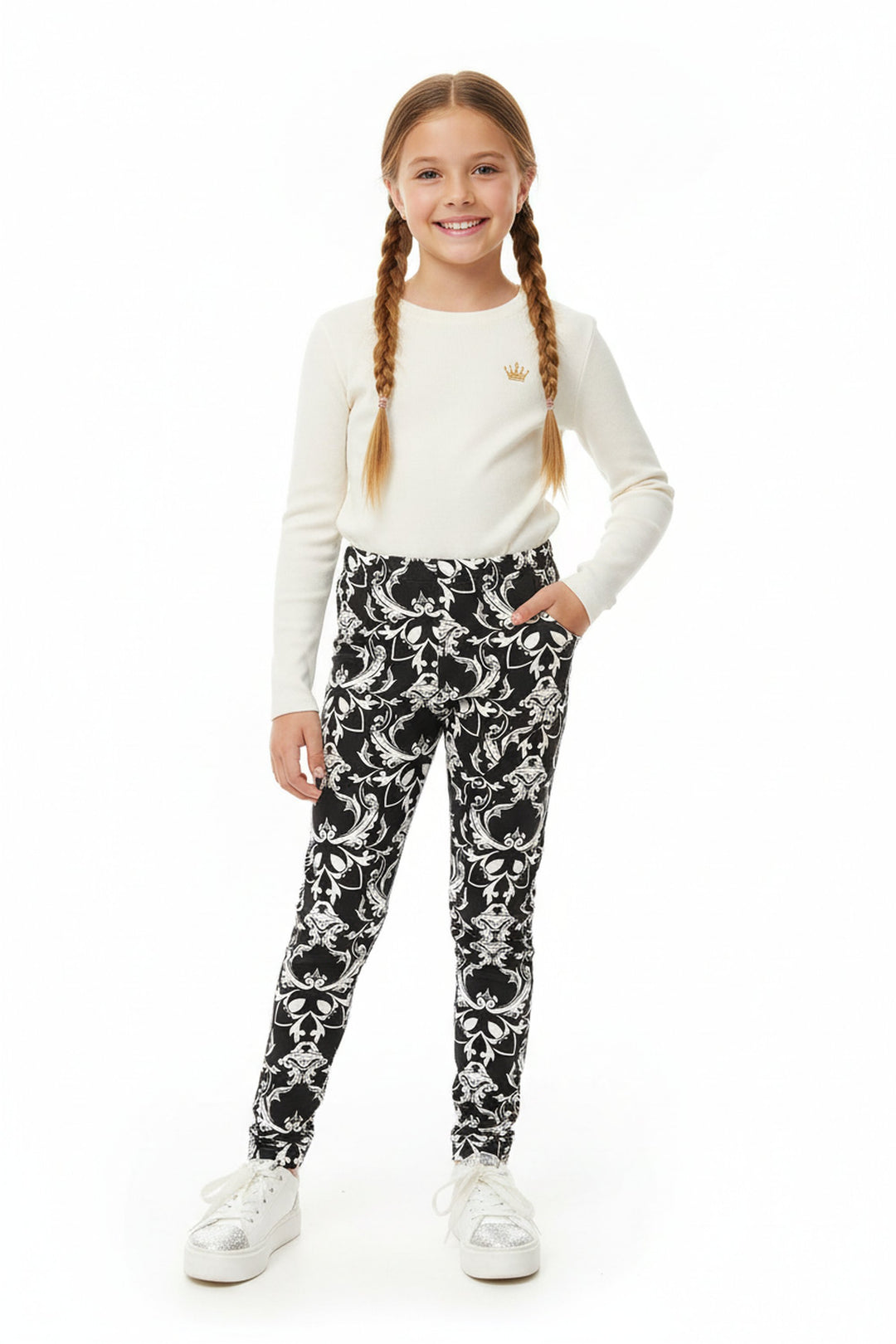 Wholesale Buttery Soft Baroque Wreath Kids Leggings