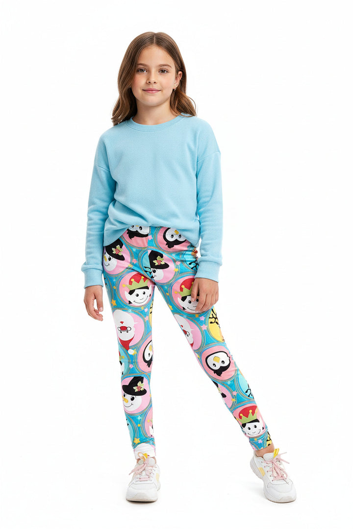Wholesale Buttery Soft Cute Christmas Faces Kids Leggings