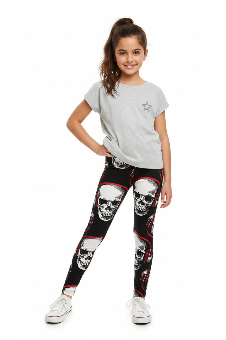 Buttery Soft Headphone Skull Kids Leggings