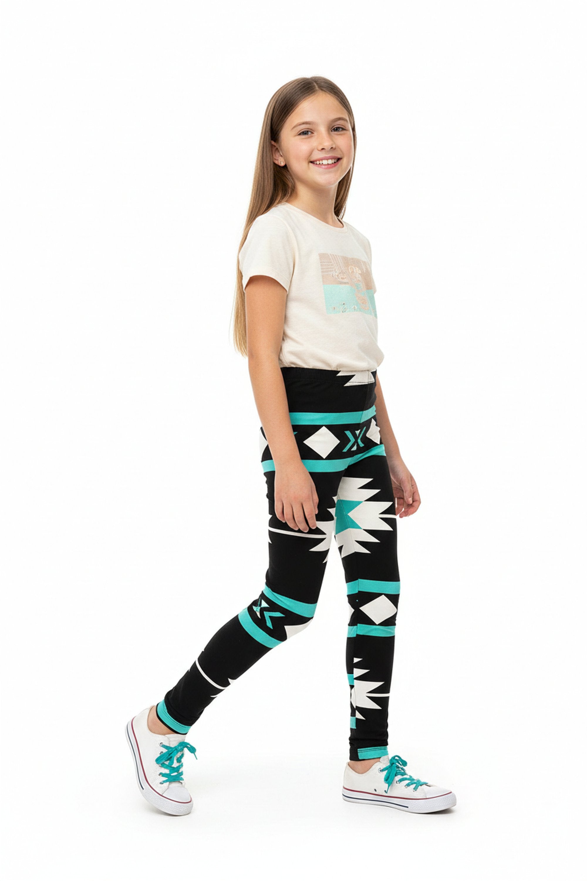 Wholesale Buttery Soft Mint Aztec Tribal Kids Leggings