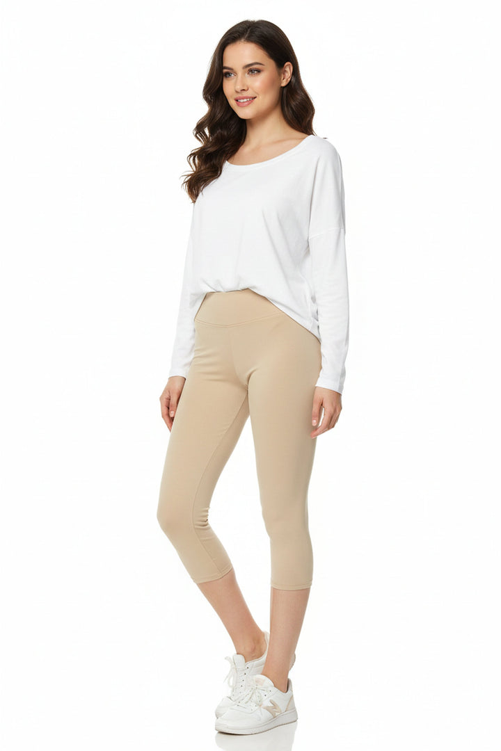 Wholesale Buttery Smooth Basic Solid High Waisted Plus Size Capris - 3 Inch - New Mix