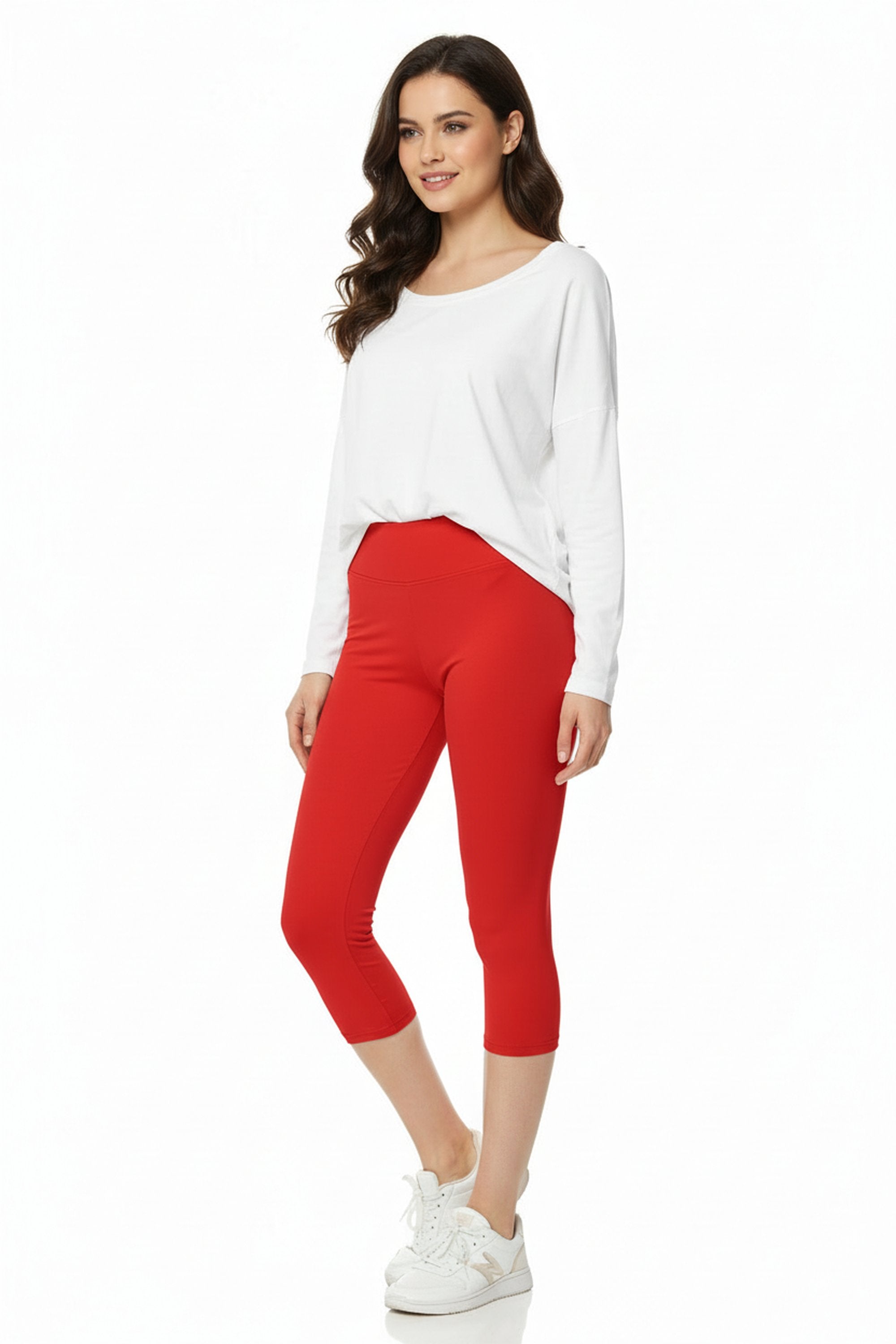 Wholesale Buttery Smooth Basic Solid High Waisted Plus Size Capris - 3 Inch - New Mix