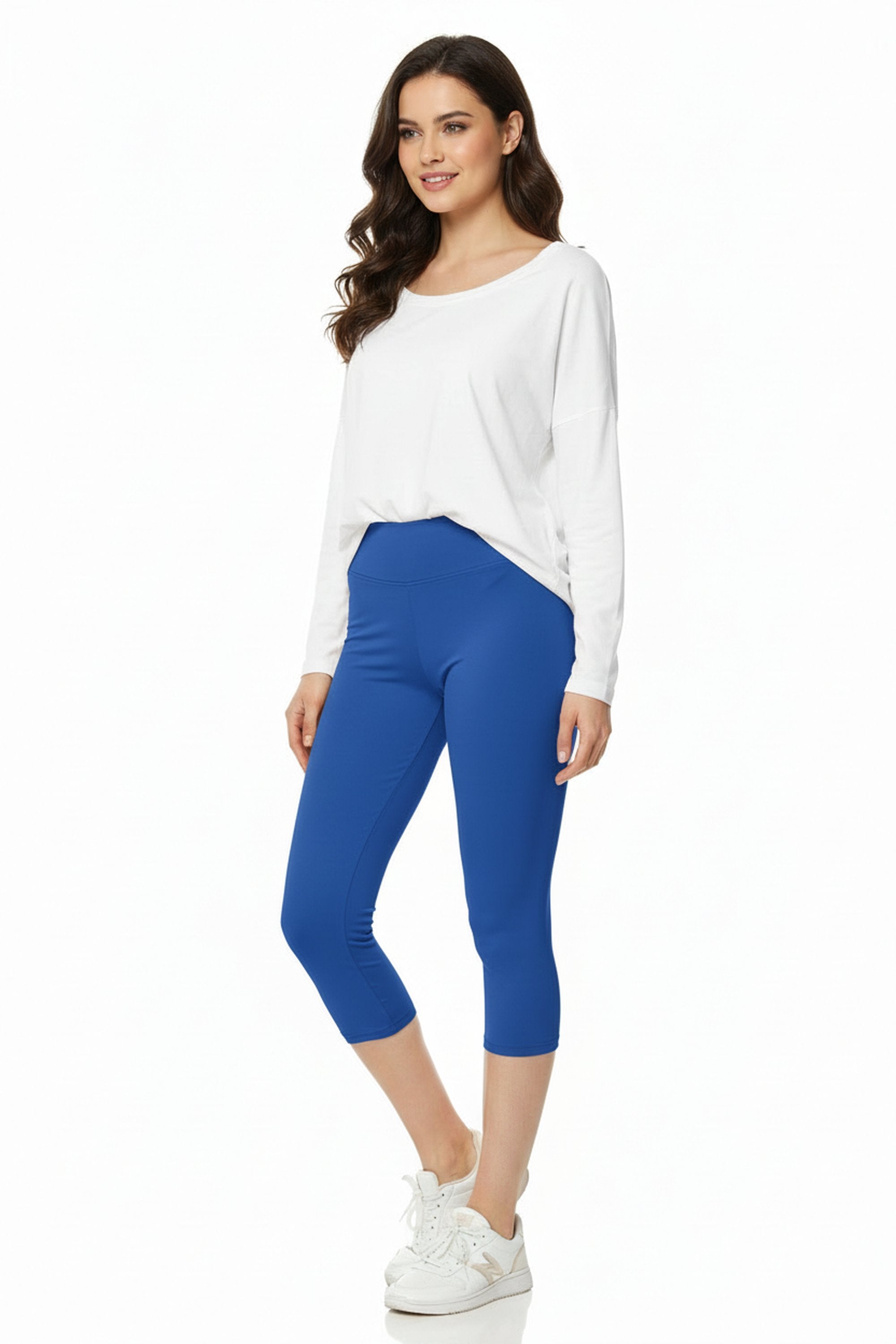 Wholesale Buttery Smooth Basic Solid High Waisted Plus Size Capris - 3 Inch - New Mix