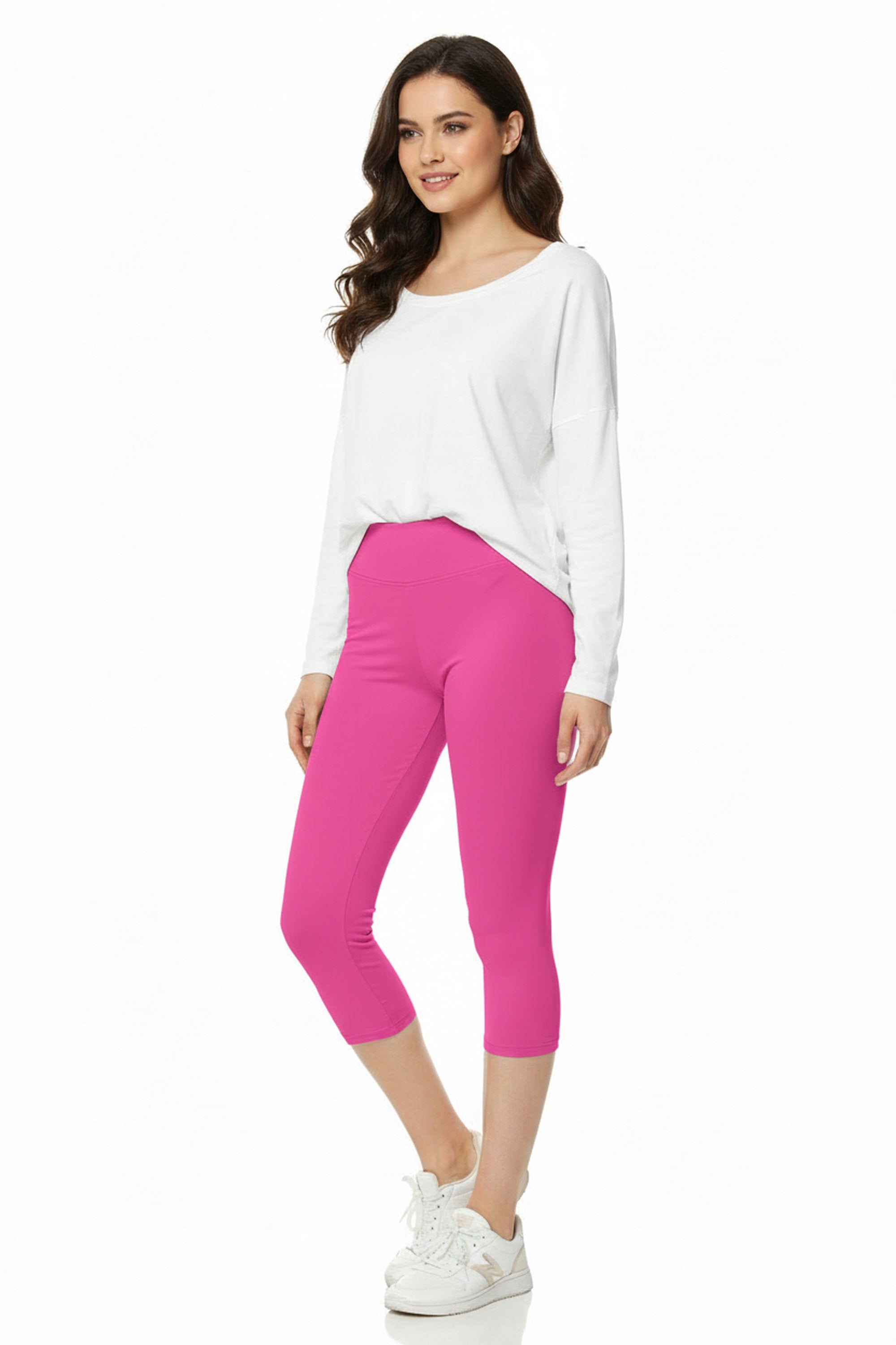 Wholesale Buttery Smooth Basic Solid High Waisted Plus Size Capris - 3 Inch - New Mix