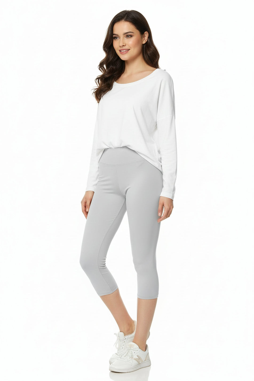 Wholesale Buttery Smooth Basic Solid High Waisted Plus Size Capris - 3 Inch - New Mix