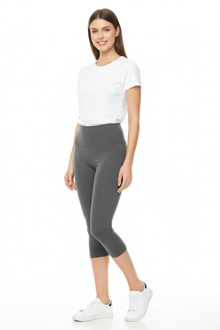 Wholesale Buttery Smooth Basic Solid High Waisted Capris - 5 Inch - New Mix