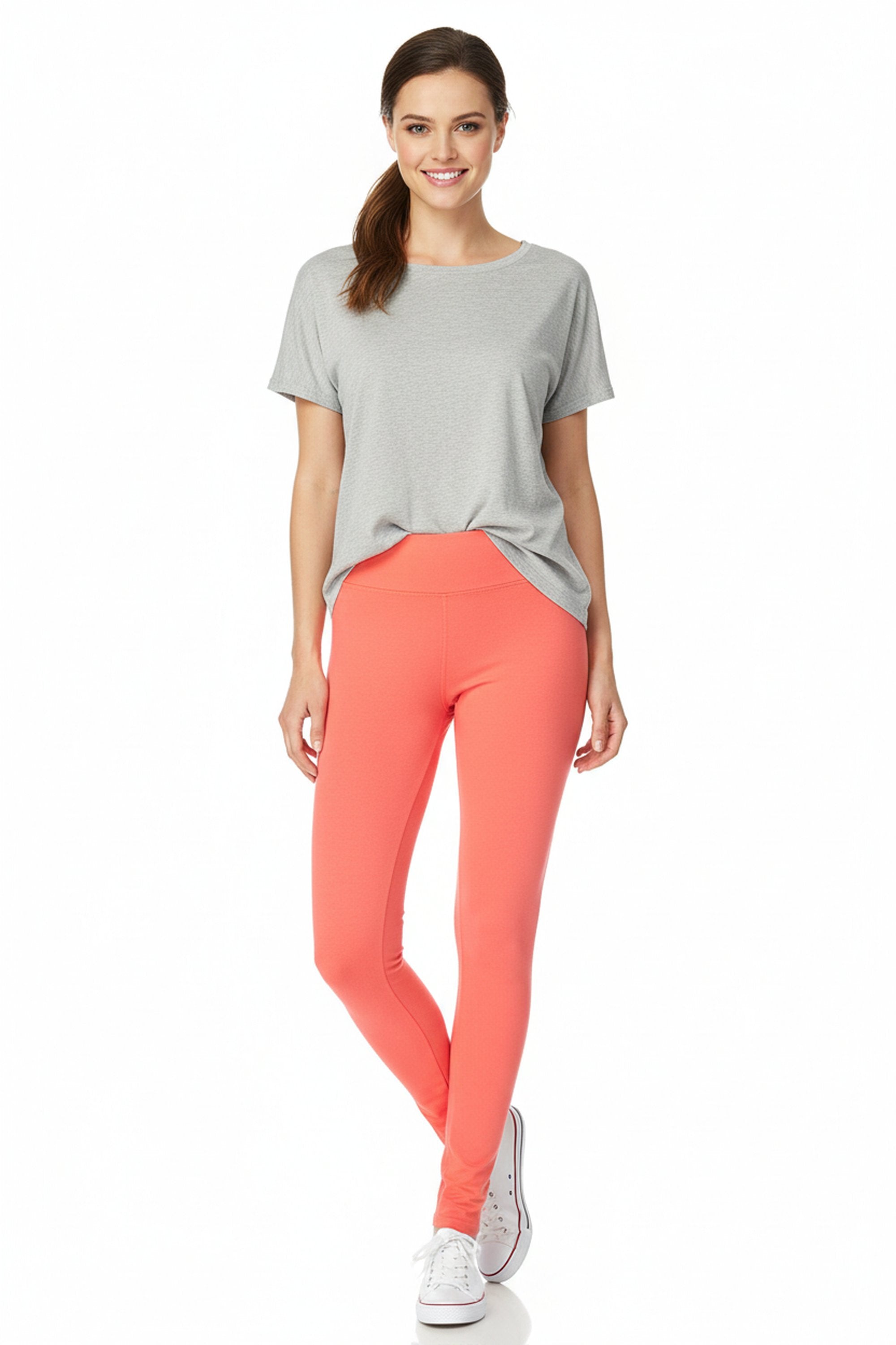 Wholesale Buttery Smooth Basic Solid High Waisted Plus Size Leggings - 3 Inch - New Mix