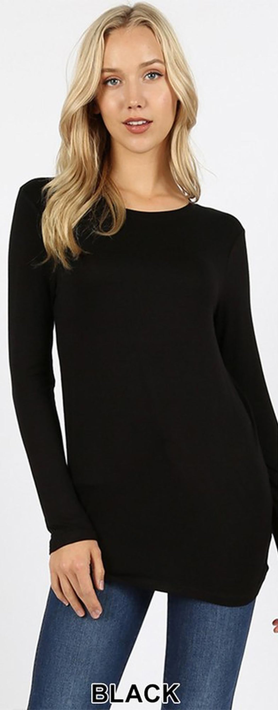 Wholesale Premium Round Neck Long Sleeve Rayon Plus Size Top