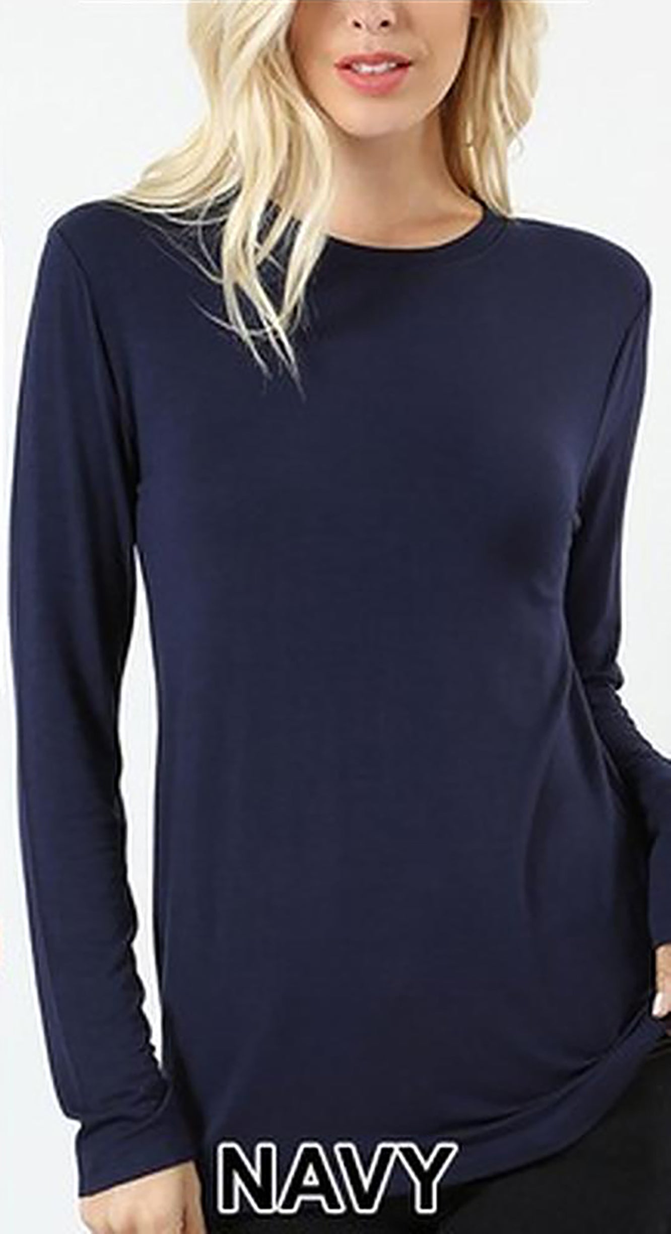 Wholesale Premium Round Neck Long Sleeve Rayon Plus Size Top