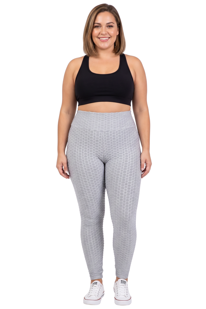 Wholesale Scrunch Butt Textured High Waisted Plus Size Leggings with Pockets